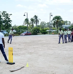 Students playing Cricket-Ela Green School